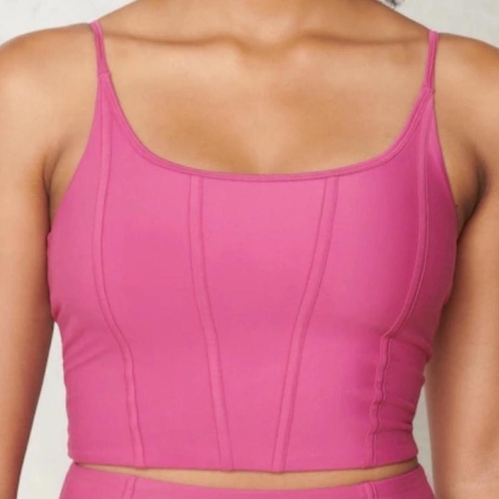 Abercrombie & Fitch YPB Corset Slim Scoop Neck Tank Top Fuchsia Pink Medium M